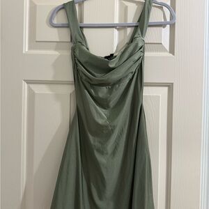 Windsor Olive Green Cowl Neck Midi Dress